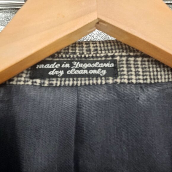 Christian Aujard Glen Plaid Cashmere Blazer Jacket 42R Black White Quiet Luxury - Picture 9 of 13